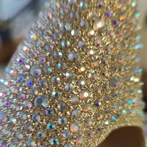 Crystal Embellished Ivory Pointed-Toe Stiletto Pumps - Picture 9 of 9